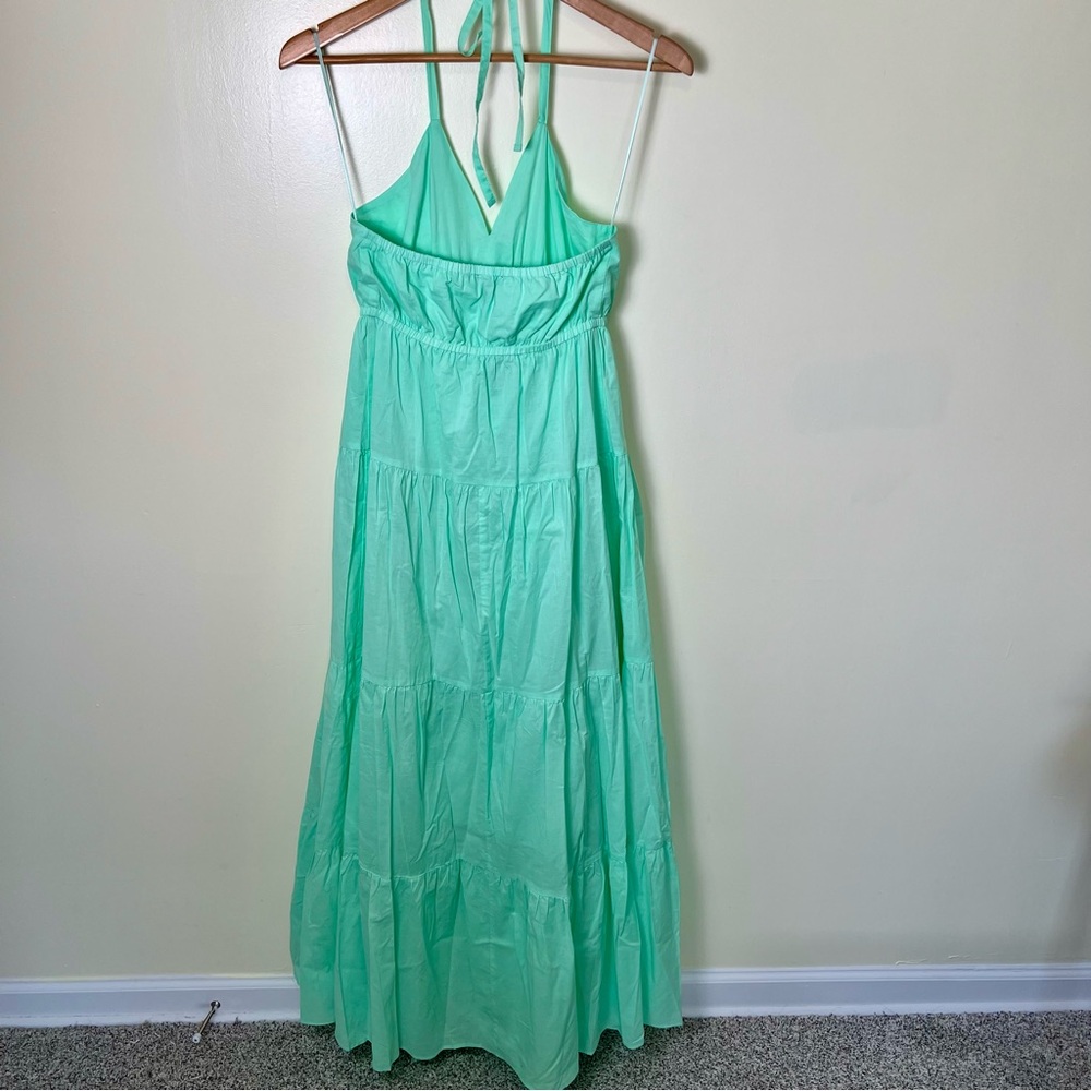 Express Green Halter V Neck Tiered Maxi Dress Mint Green NWT Small Fairy Garden - Picture 5 of 8